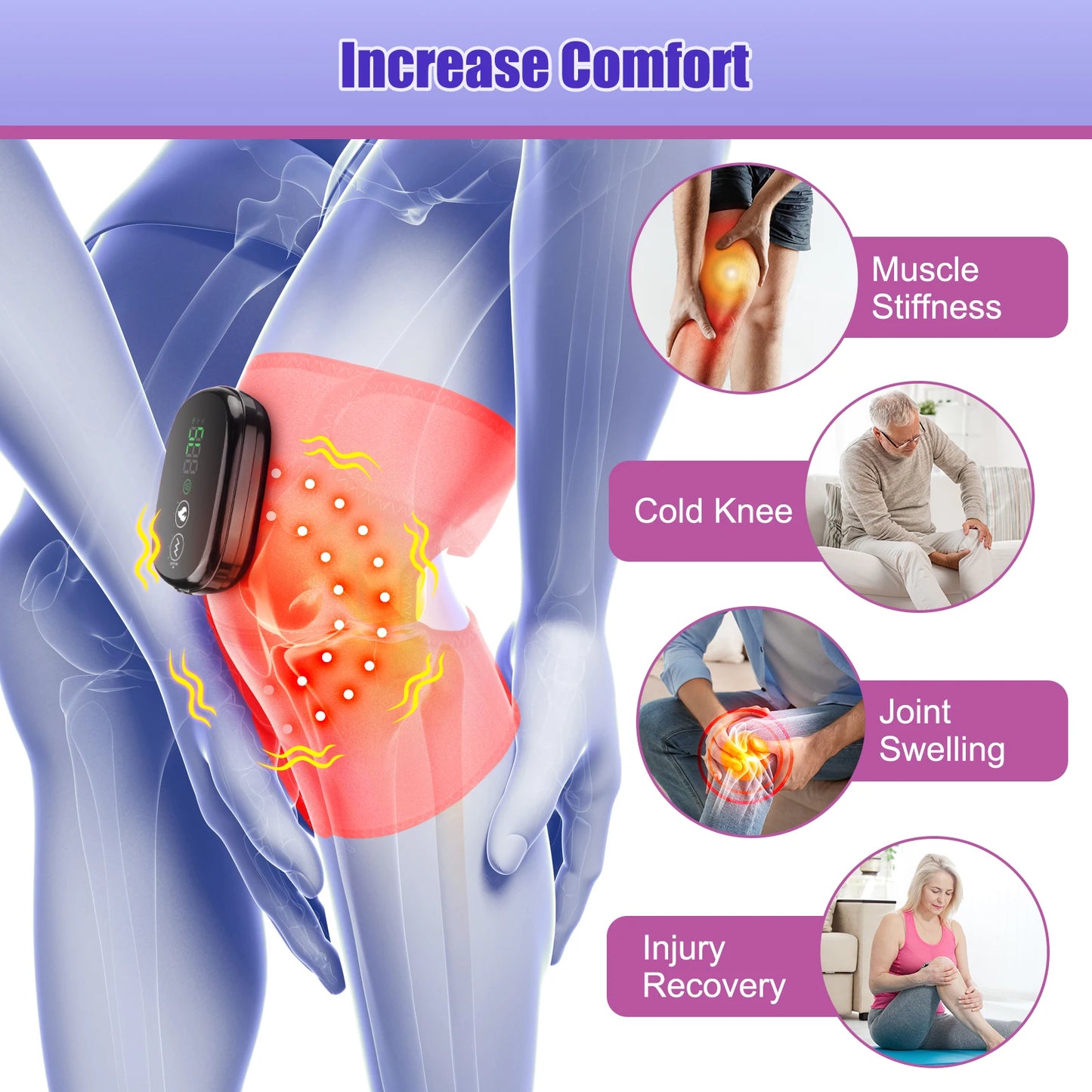 Heated Knee Pad Shoulder Pad Elbow Multifunctional Heating Massager Keep Warm Relieve Fatigue Red Light Hot Compress Vibration