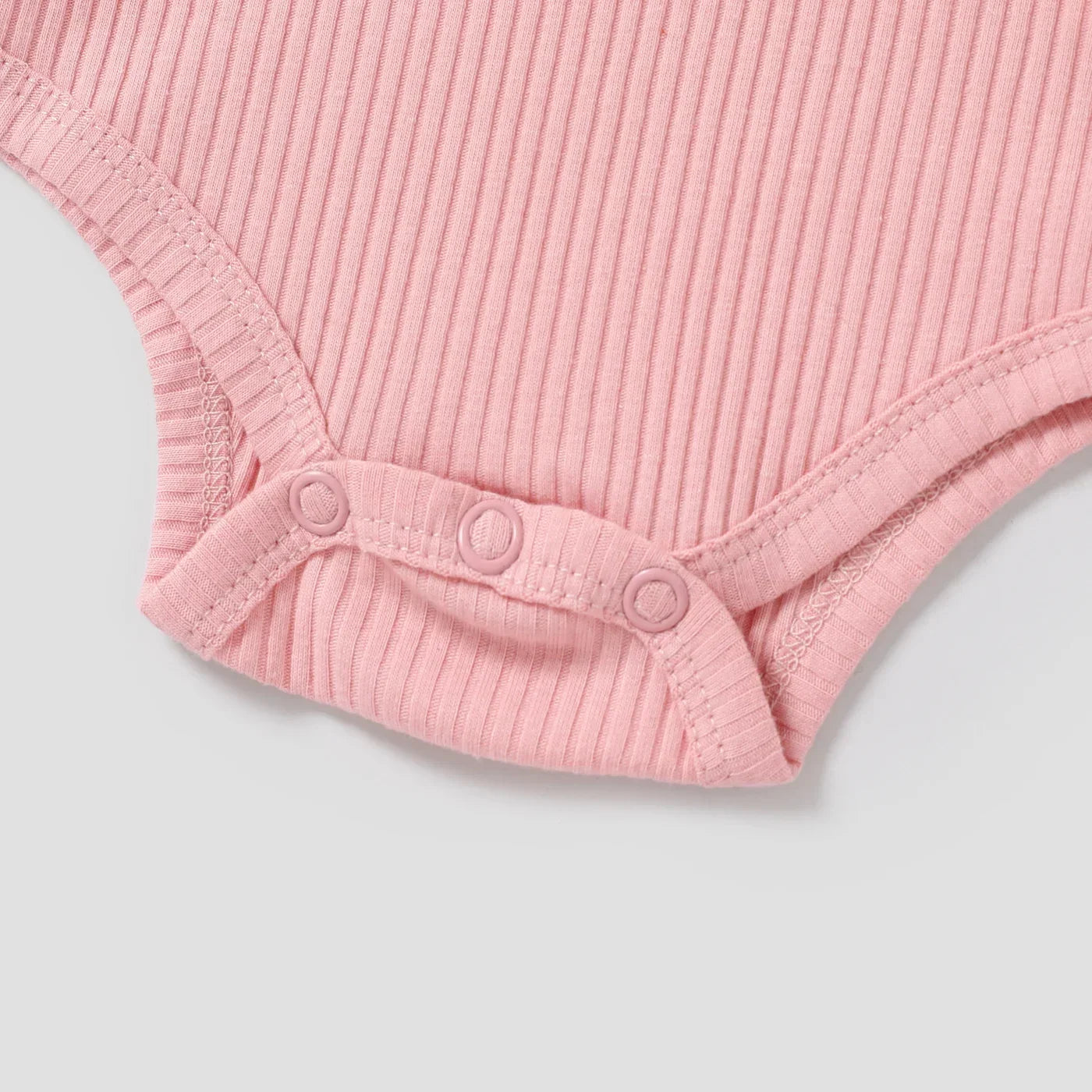 PatPat 3-Pack Baby Girl/Boy Cotton Button Design Solid Color Ribbed Long-sleeve Rompers Soft and Comfortable
