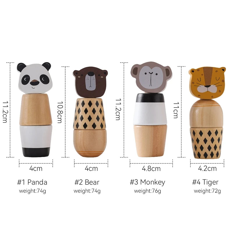 Baby Beech Wooden Montessori Animals Screw Nut Assembly DIY Toys Animal Color Matching Blocks Early Educational Puzzle Toys Kids