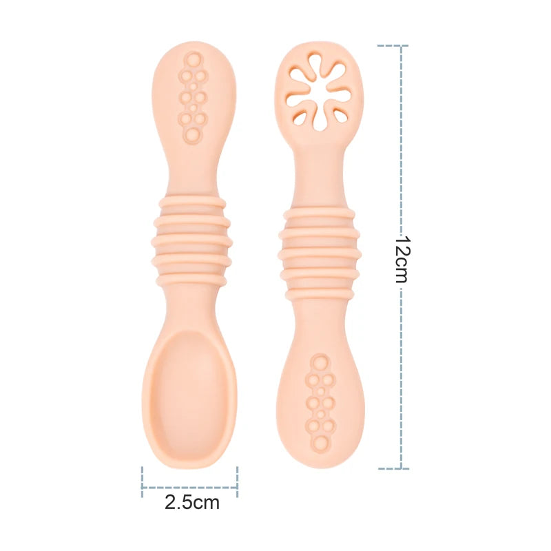 3Pcs Baby Safe Silicone Suction Dining Plate Learning Spoons Set Feeding Toddler Training Tableware Retro Kids Smile Face Plate