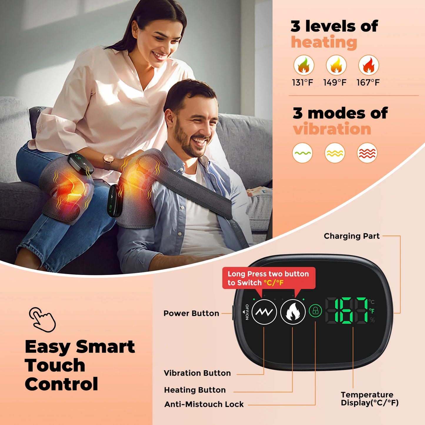 Heated Knee Shoulder Elbow Pad Heating Keep Warm Fatigue Hyperthermia Wrap Hot Compress Treating Spasm Arthritis Pain Relief