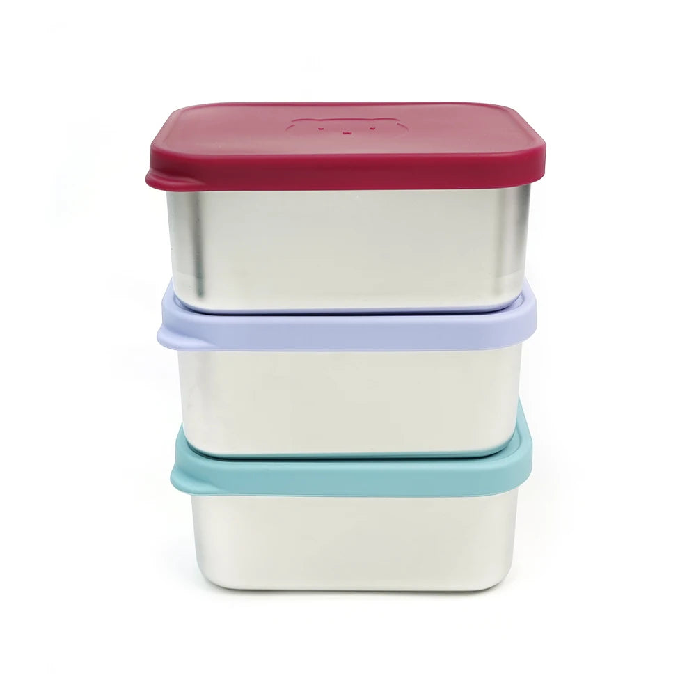1000ML Bpa Free School Children Kid Snack Food Container Bento Stainless Steel Silicone Lunch Box With Silicone Lid