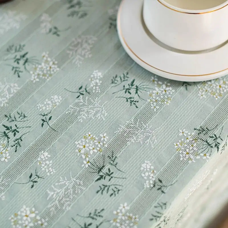 Korean Style Daisy Tassels Cotton Floral Tablecloth,Tea Table Decoration,Rectangle Table Cover For Kitchen Wedding Dining Room