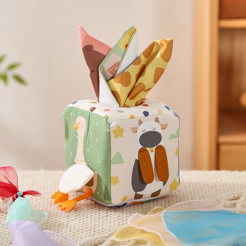 Montessori Toys Magic Cotton Animal Tissue Box Kids Finger Exercise Busy Board Toys Baby Educational Activity Sensory Game Gifts