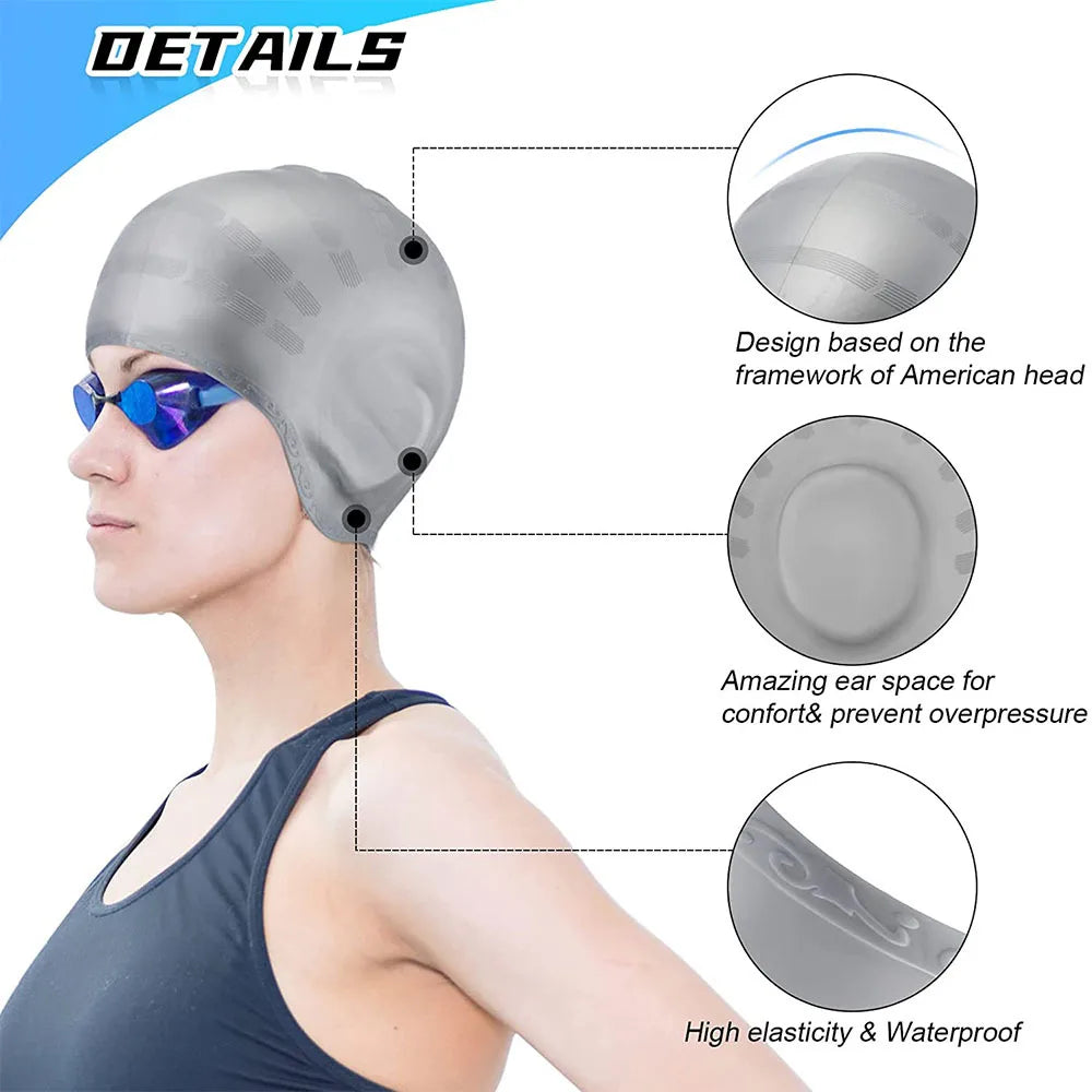 Silicone Swimming Cap with Ear Protection