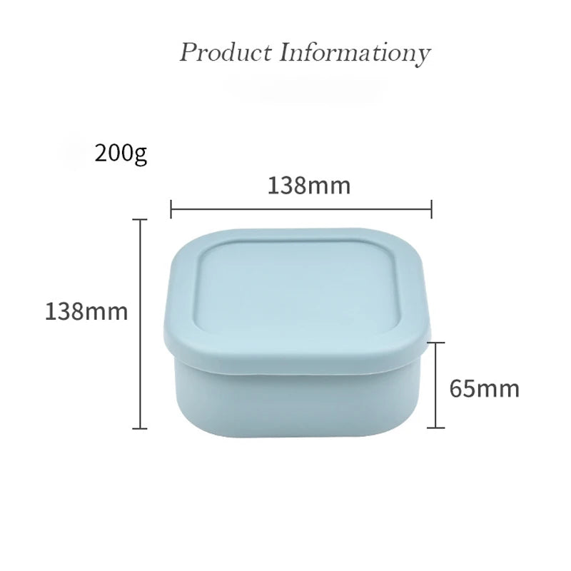 100% Silicone Fresh-Keeping Box With Lid Bento Lunch Box Fruit Salad Fresh-Keeping Bowl Modern Simple Sealed square Storage