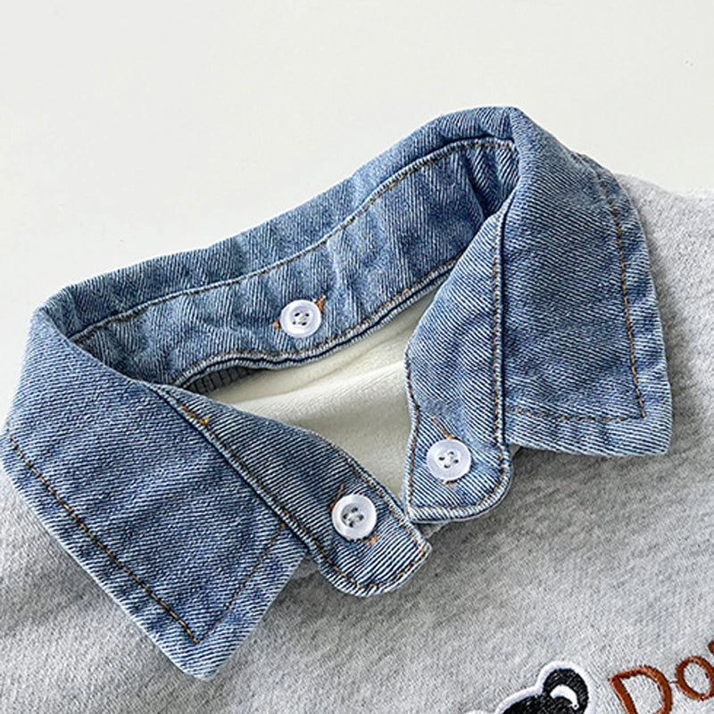 IYEAL Newborn Baby Boys Soft Velvet Warm Romper Autumn Winter New Baby Thickened Lapel Cute Cartoon Climbing Clothes