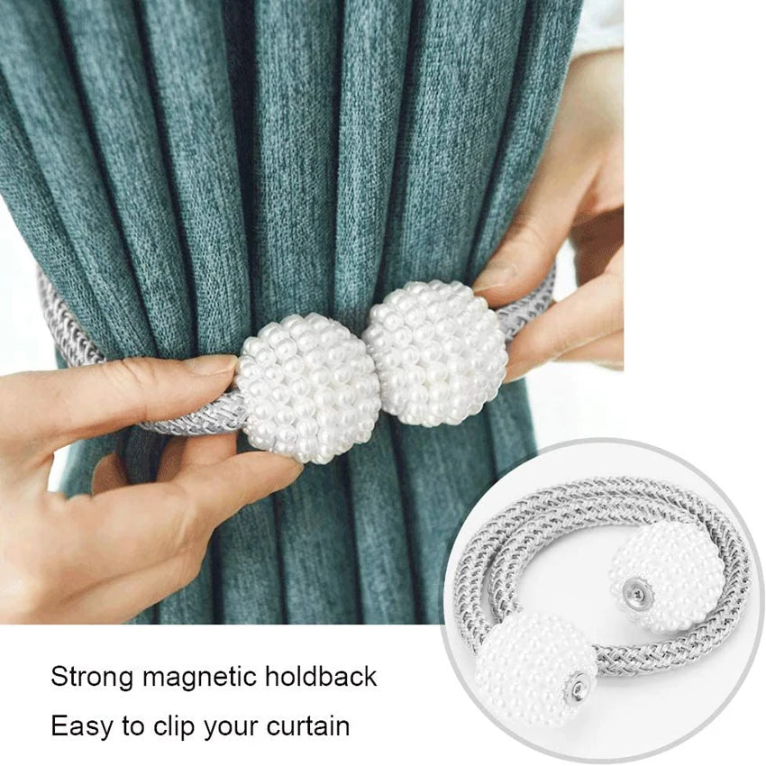 Magnetic Curtain Tiebacks with Pearls