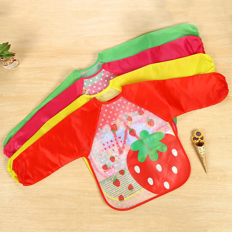 Cute Baby Bibs Waterproof Long Sleeve Apron Children Feeding Smock Bib Burp Painting Drawing Soft Toddler Clothing Bandana Bibs