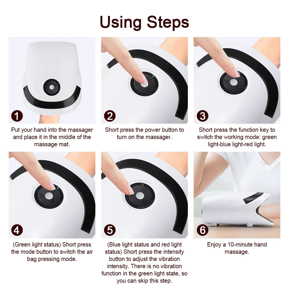 Electric Hand Massager Hot Compression 3 Models 5 Levels Heating Finger Type-C Charging Health Care Air Pressure Equipment