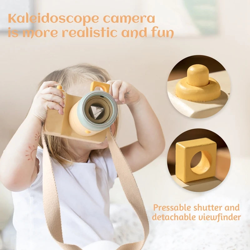 1Pc Baby Wooden Camera Toys Artascope Acrylic Lenses Children Outdoors Wooden Pendants Camera Montessori Toys For Toddler Gifts
