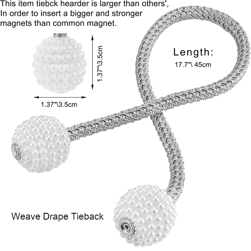 Magnetic Curtain Tiebacks with Pearls