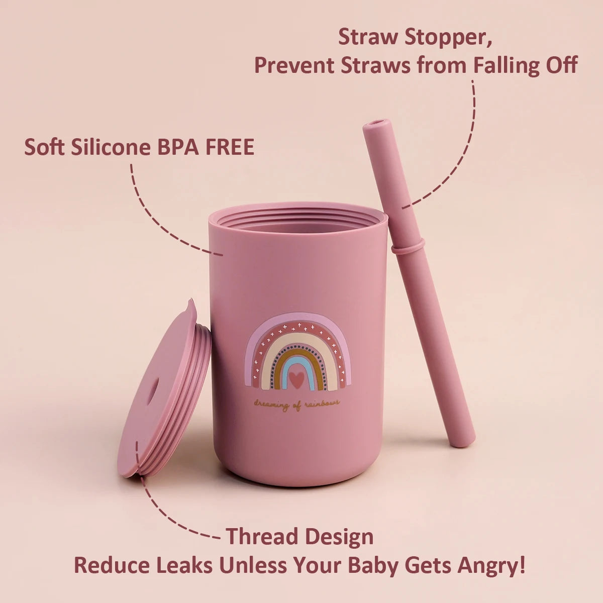 TYRY.HU 1Pc Baby Feeding Straw Cup Baby Cartoon Learning Feeding Cup Food Grade Silicone Toddler Water Bottle Tableware BPA Free