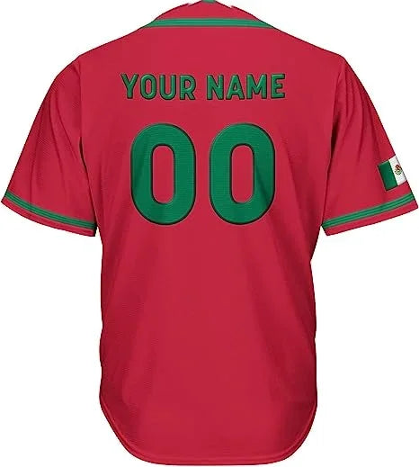 2024 Mexico Baseball jersey 3D Print Mesh Free Custom Name Baseball Shirt Men's Street Oversize Apparel Short Sleeve Sportswear