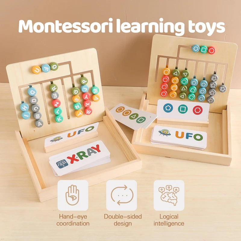 Montessori Baby Wooden Learning Word Box Toys Training Word Spelling Color Shape Recognition English Alphabet Learning Card Gift