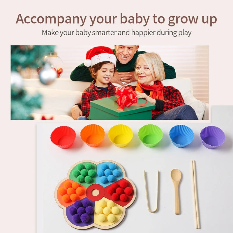 Montessori Matching Wooden Rainbow Board Color Sorting Game Puzzle Toys Color Sorting Matching Games Educational Toys Baby Gifts