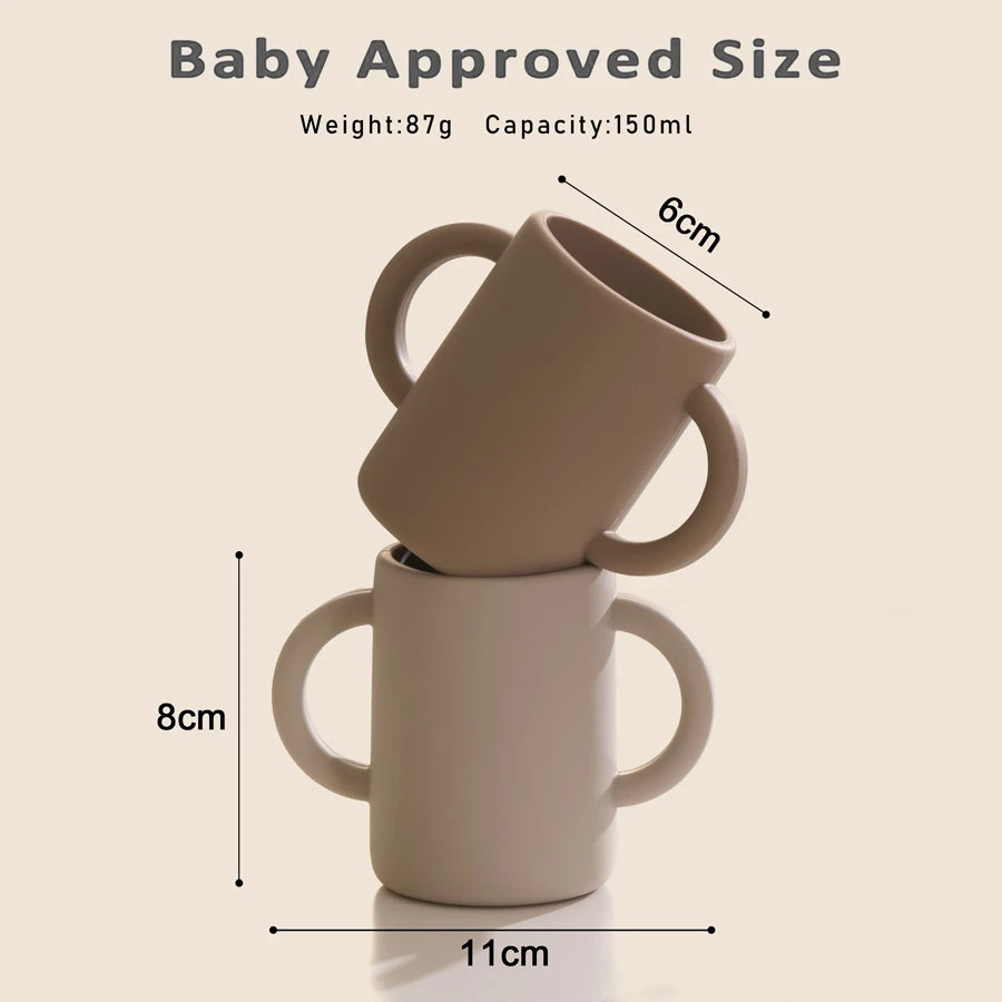 Mother Kids Baby Silicone Feeding Toddler Cups Tableware Child Bottle Learning Drinking Cup With Handle BPA Free Baby Items