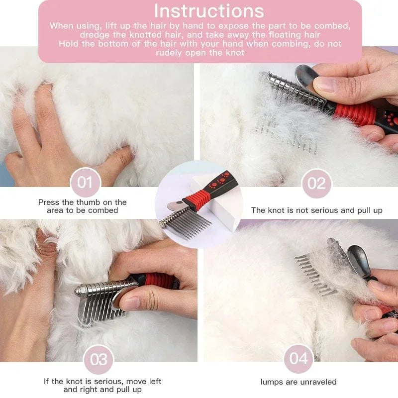 Pet Dematting Rake Comb Brush