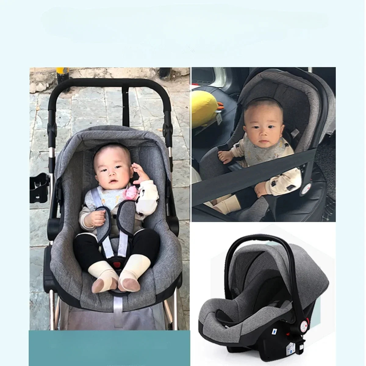Multifunctional Baby Stroller with Car Seat, High-view Three-in-one Baby Stroller, Foldable, Two-way, Adjustable Armrests