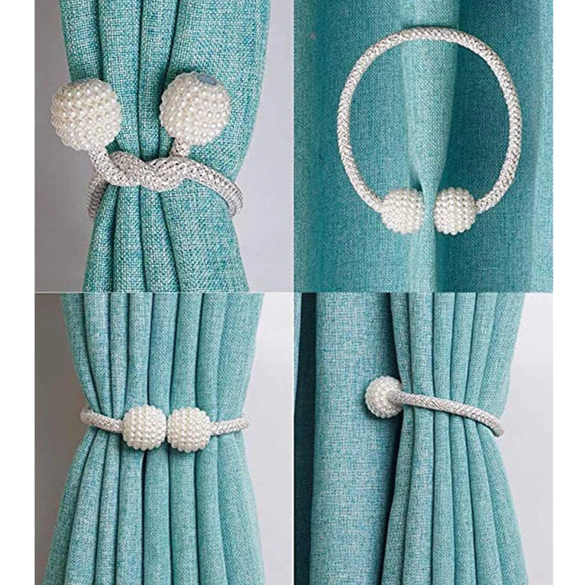 Magnetic Curtain Tiebacks with Pearls