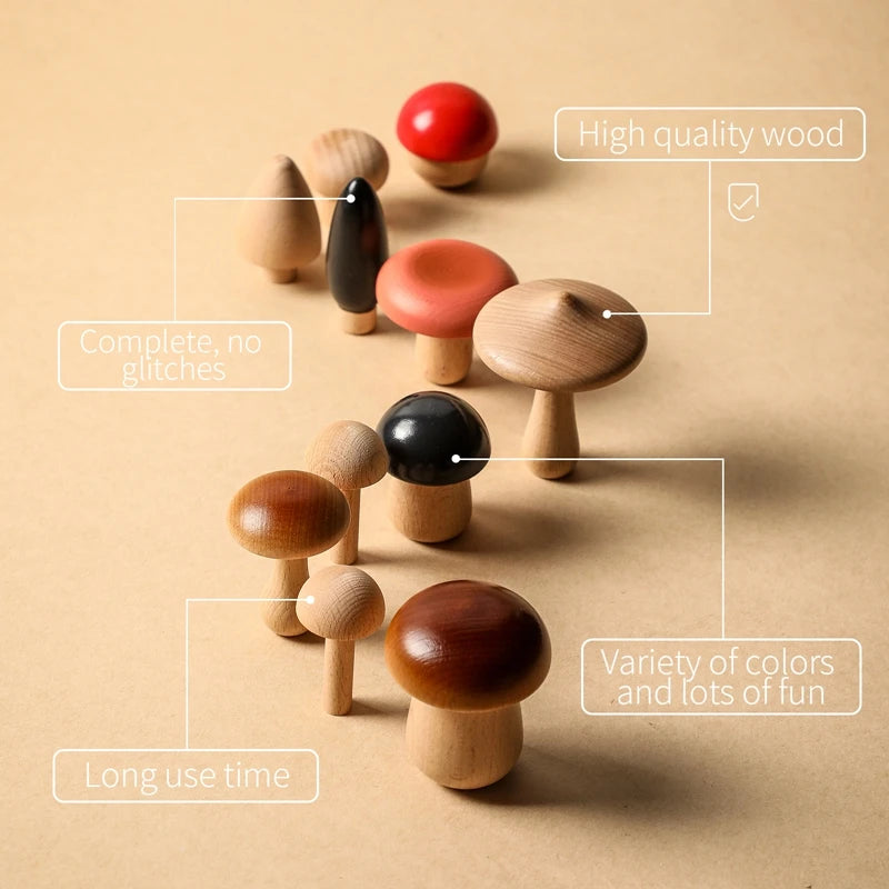 11PCS Baby Wooden Colorful Mushroom Block Toys Montessori Sorting Matching Game Educational Toys Baby Room Decoration Baby Gifts