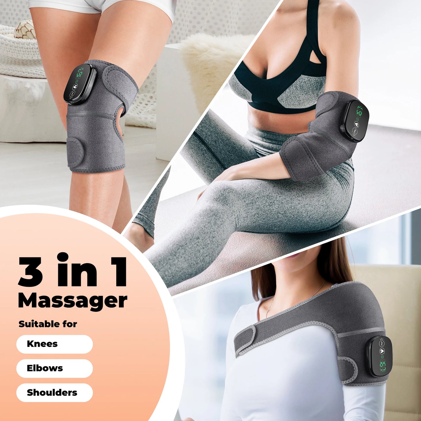 Heated Knee Shoulder Elbow Pad Heating Keep Warm Fatigue Hyperthermia Wrap Hot Compress Treating Spasm Arthritis Pain Relief
