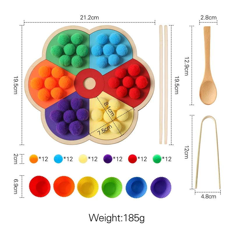 Montessori Matching Wooden Rainbow Board Color Sorting Game Puzzle Toys Color Sorting Matching Games Educational Toys Baby Gifts