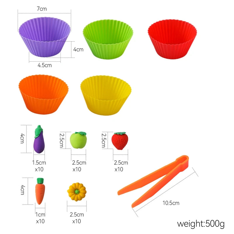 Montessori Toys Baby Wooden Vegetable Ball Counting Toys Color Sorting Games Fine Motor Early Education Learning Toys Kids Gifts