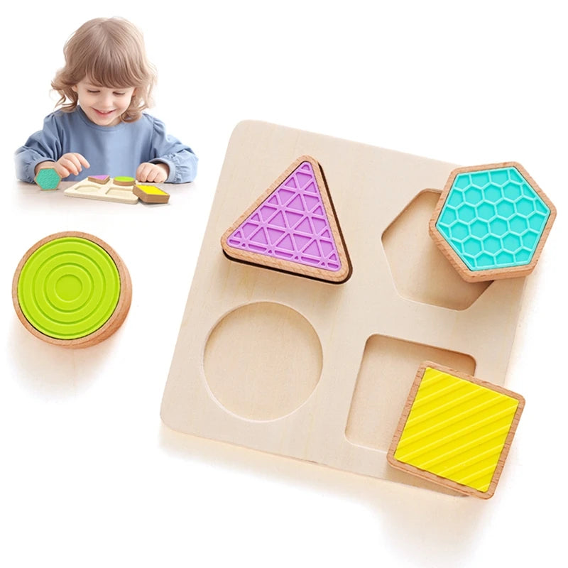 Montessori Wood Toys 0-12Months Baby Colorful Geometry Grasping Board Toys Newborn Sensory Touch Shape Recognition Game Toy Gift