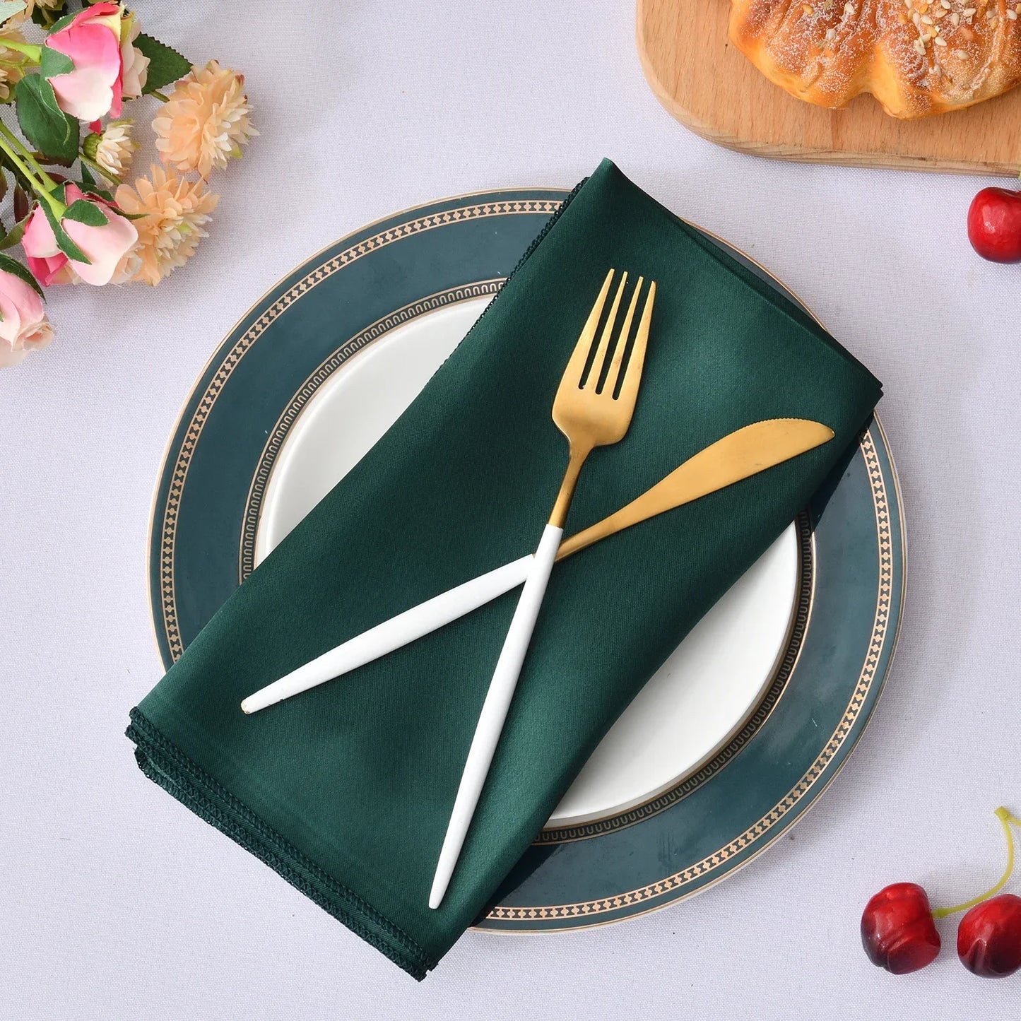 12Pcs 30X30cm Satin Table Napkin Soft Handkerchief Romantic Wedding Banquet Square Table Napkins Dinner Party Decoration