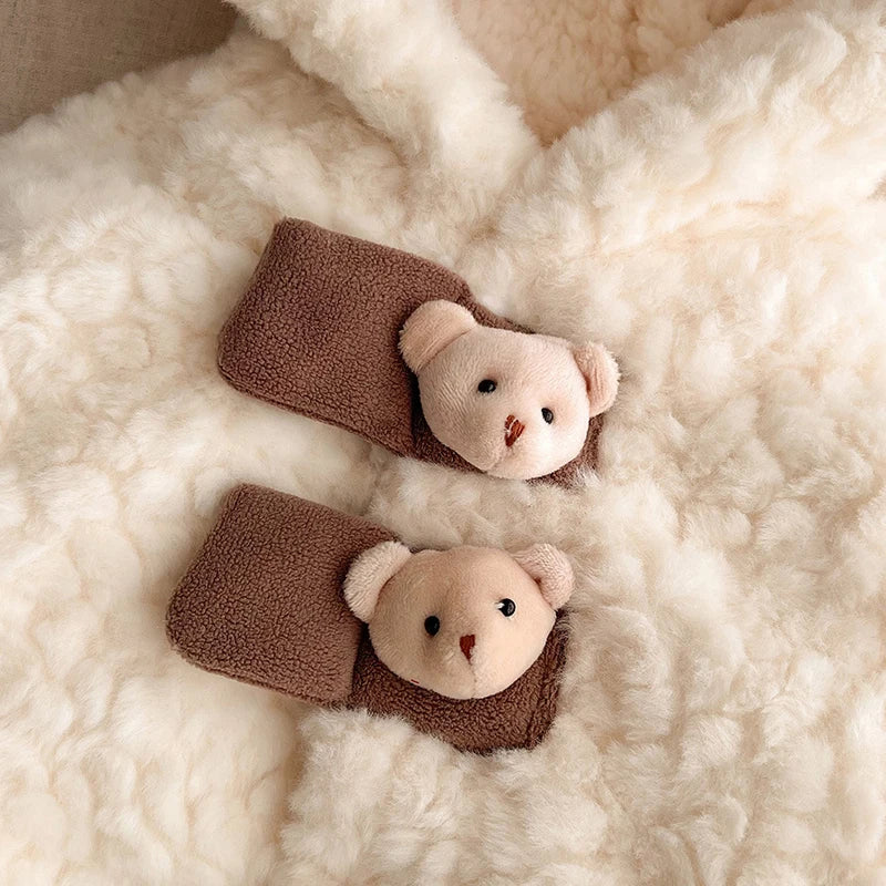IYEAL Winter Baby Cute Cloak New Baby Clothing Baby Thickened Cloak Winter Cartoon Hooded Ears Warm Plus Fleece Coat