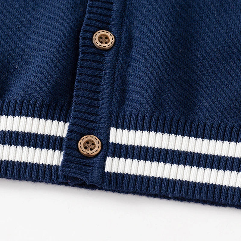 IYEAL Children's Boy Cute Beige Sweater Casual Style Long Sleeve Comfortable Soft Autumn Bear Pattern Sweater Cardigan