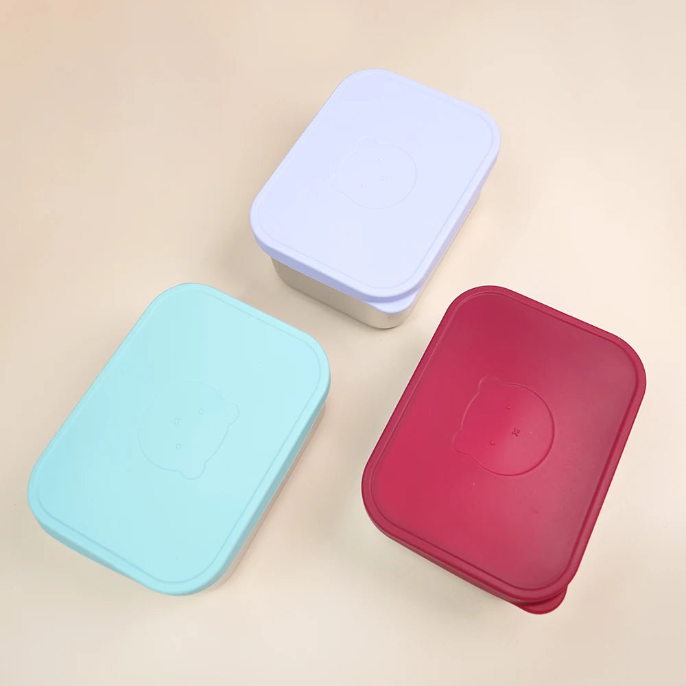 1000ML Bpa Free School Children Kid Snack Food Container Bento Stainless Steel Silicone Lunch Box With Silicone Lid
