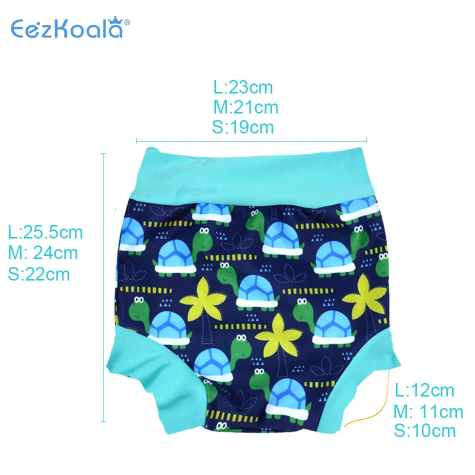 Eezkoala Newborn Baby Leakproof Swimming Diaper Baby Swimwear Boys Girls Printed Cloth Diapers High Waist Swimming Nappies