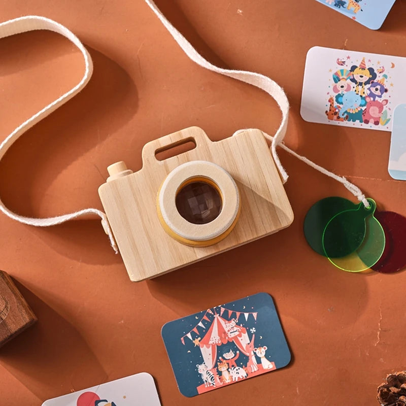 Wooden Baby Montessori Camera Block Puzzle Busy Board Toys Kids Hanging Camera Photography Decoration Educational Toys Baby Gift