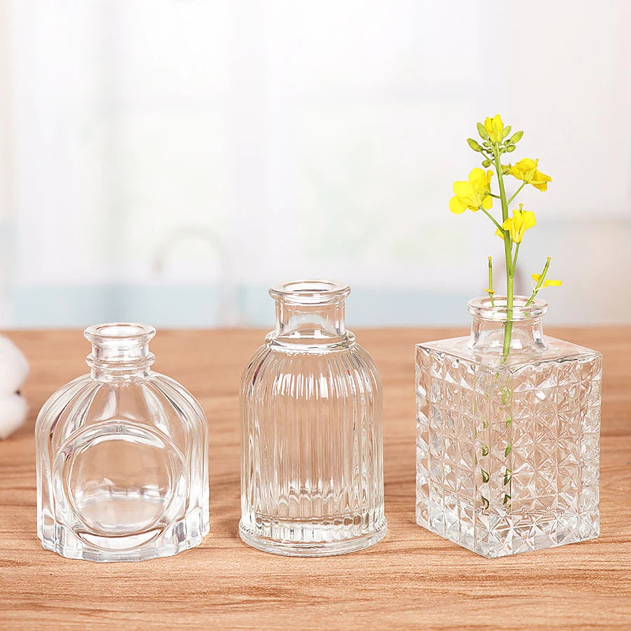 1 piece retro small vase glass aromatherapy bottle mini transparent vase living room decoration simple dining table decoration h