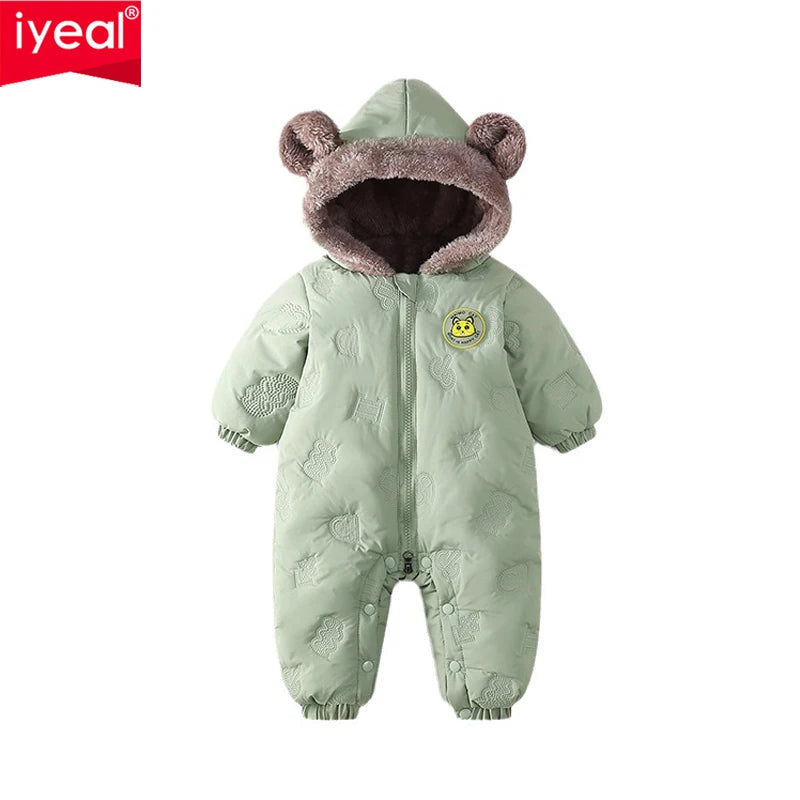 IYEAL Baby Boys Girls Warm Soft Fleece Jumpsuit Newborn Toddler Rompers Children Winter Outerwear 0-24M