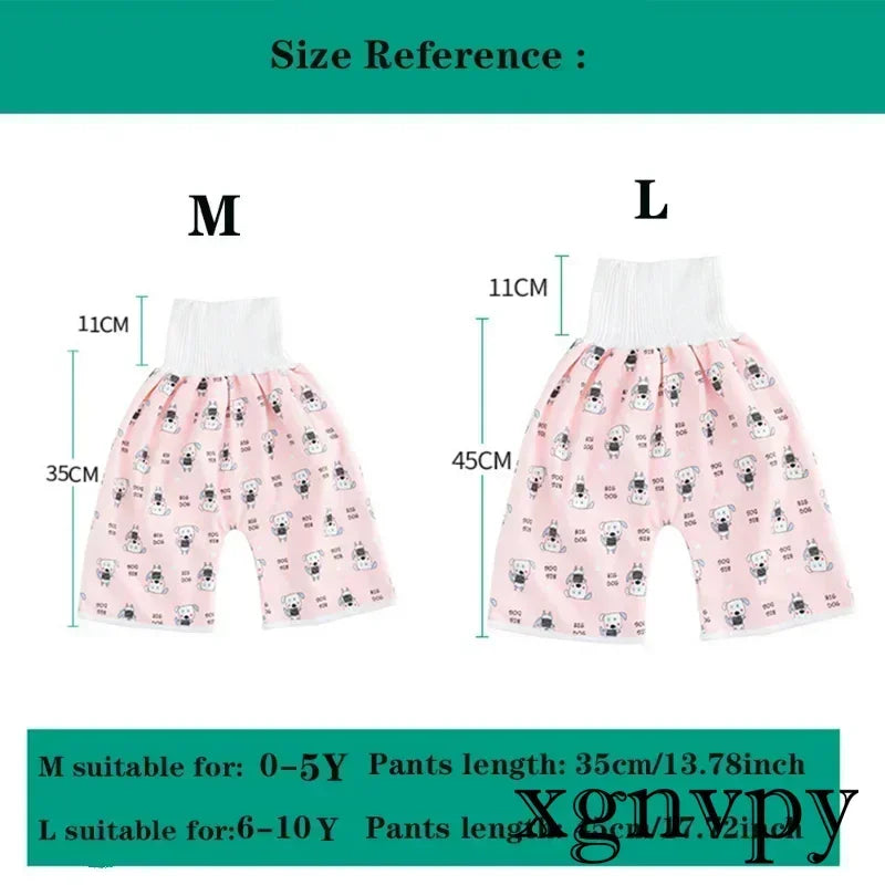 xgnvpy Baby Waterproof Diaper Pants Skirt Potty Training Comfy Shorts Sleepwear Bedclothes for Boys Girls