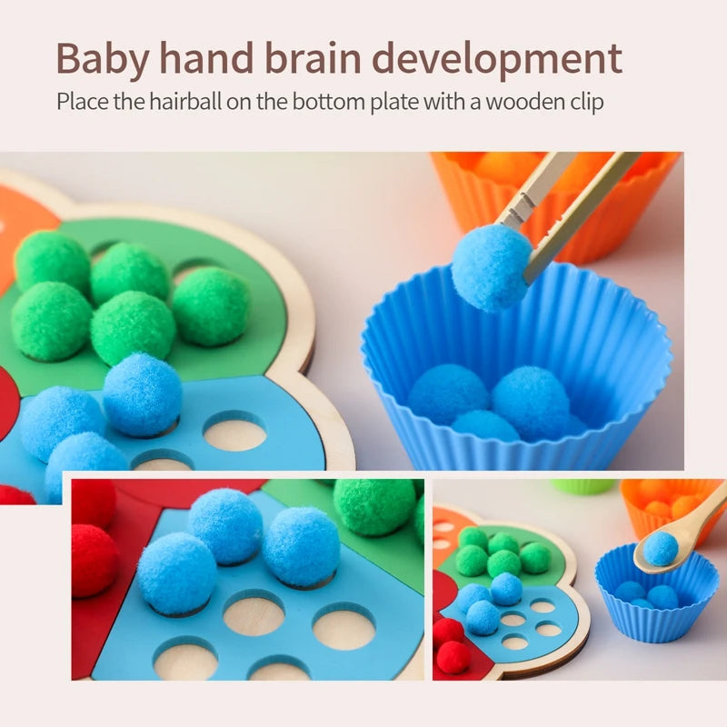 Montessori Matching Wooden Rainbow Board Color Sorting Game Puzzle Toys Color Sorting Matching Games Educational Toys Baby Gifts