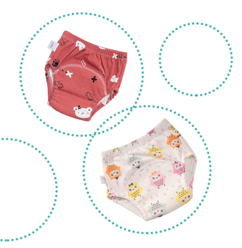 6 Layer Infant Nappies Child Learning Panties Newborn Cartoon Baby Cotton Training Reusable Washable Cloth Diaper Underwear Pant