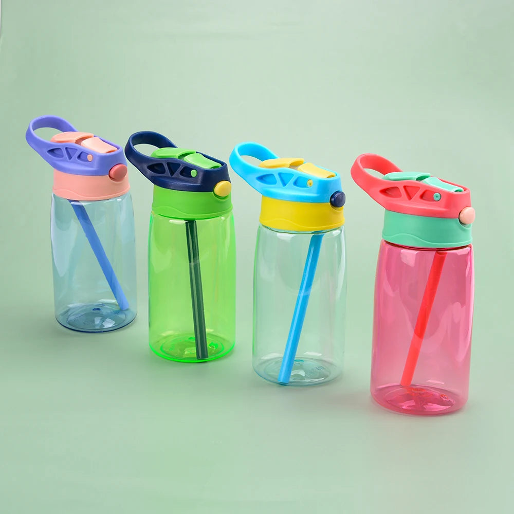 Children Straw Cup Outdoor Sports Water Bottle 480ml PC Plastic Creative Gift BPA Free Drinking Water Portable Sports Bottles