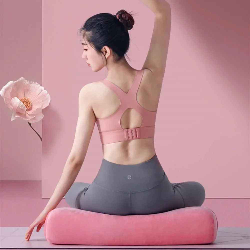 Yoga Mat Pillow For Meditation And Support Rectangular Yoga Mat Solid Color Workout Mat Machine Washable With Handle