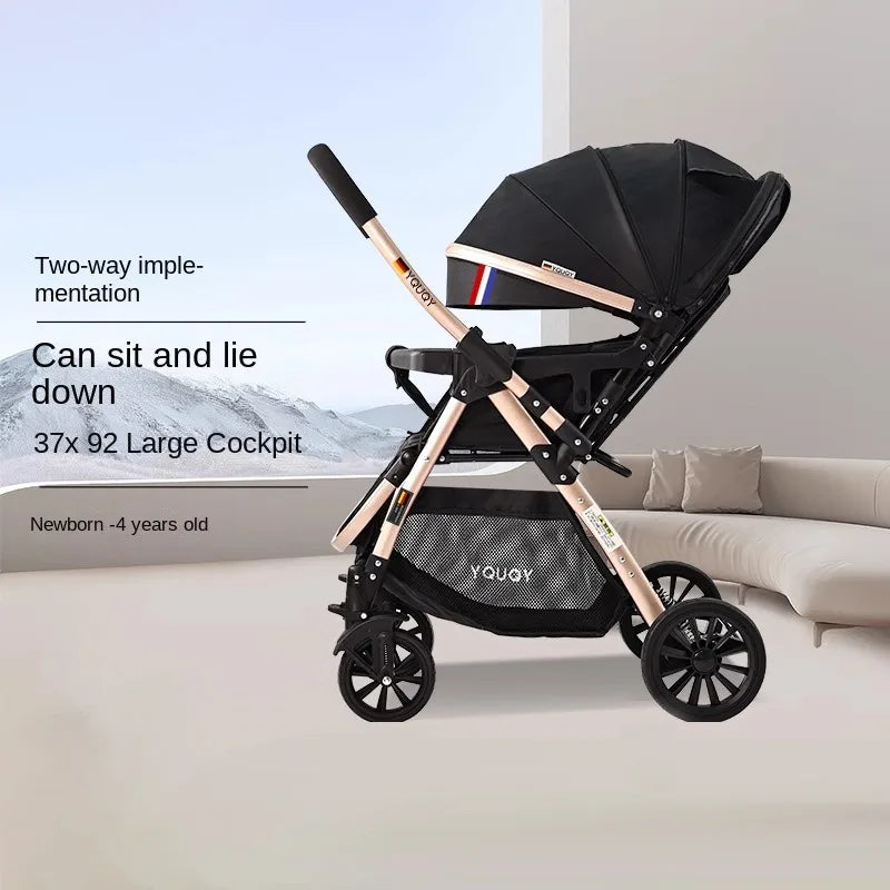 Newborn 0-4 years old Baby stroller can sit and lie down Two-way Children Shock Absorption Folding Baby High Landscape Pram