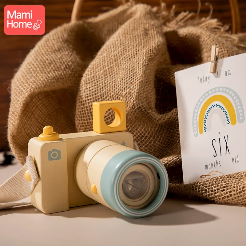 1Pc Baby Wooden Camera Toys Artascope Acrylic Lenses Children Outdoors Wooden Pendants Camera Montessori Toys For Toddler Gifts