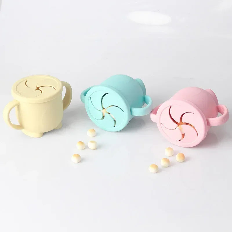 Kids Snap Cup Silicone Food Storage Box Solid Color Baby Cups Portable Children Snacks Container with Lid Scale BPA Free 200ML
