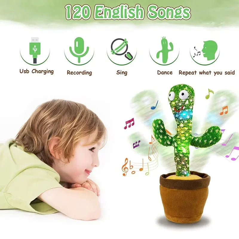New Dancing Talking Cactus Toy for Baby Toddler, Boys Girls Gifts Singing Mimicking Cactus Toys Recording Repeating What You Say