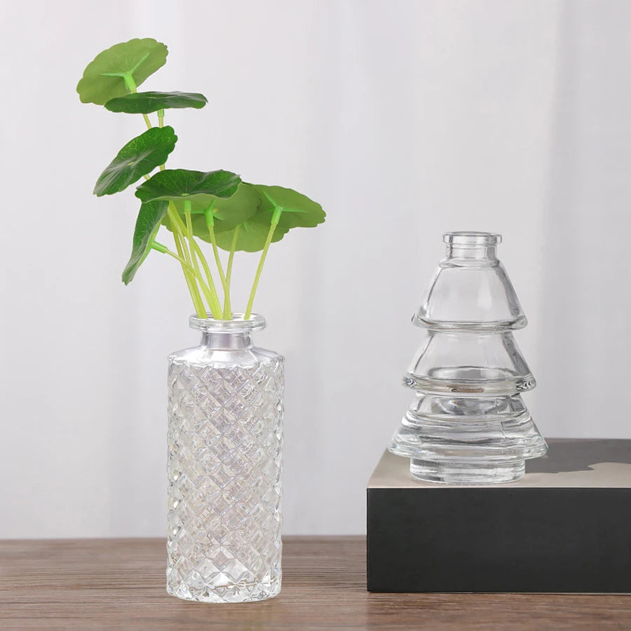 1 piece retro small vase glass aromatherapy bottle mini transparent vase living room decoration simple dining table decoration h