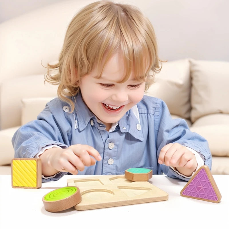 Montessori Wood Toys 0-12Months Baby Colorful Geometry Grasping Board Toys Newborn Sensory Touch Shape Recognition Game Toy Gift