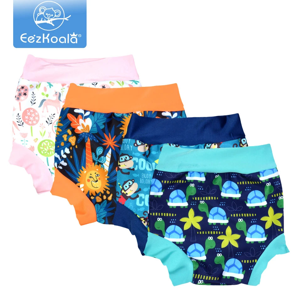 Eezkoala Newborn Baby Leakproof Swimming Diaper Baby Swimwear Boys Girls Printed Cloth Diapers High Waist Swimming Nappies