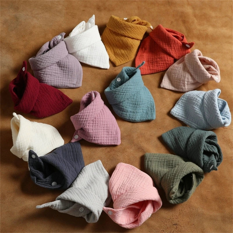 3Pcs/lot Baby Muslin Bibs Soft Cotton Solid Color Bibs Saliva Towel Boys Girls Feeding Apron Bandana Drool Stuff Bibs